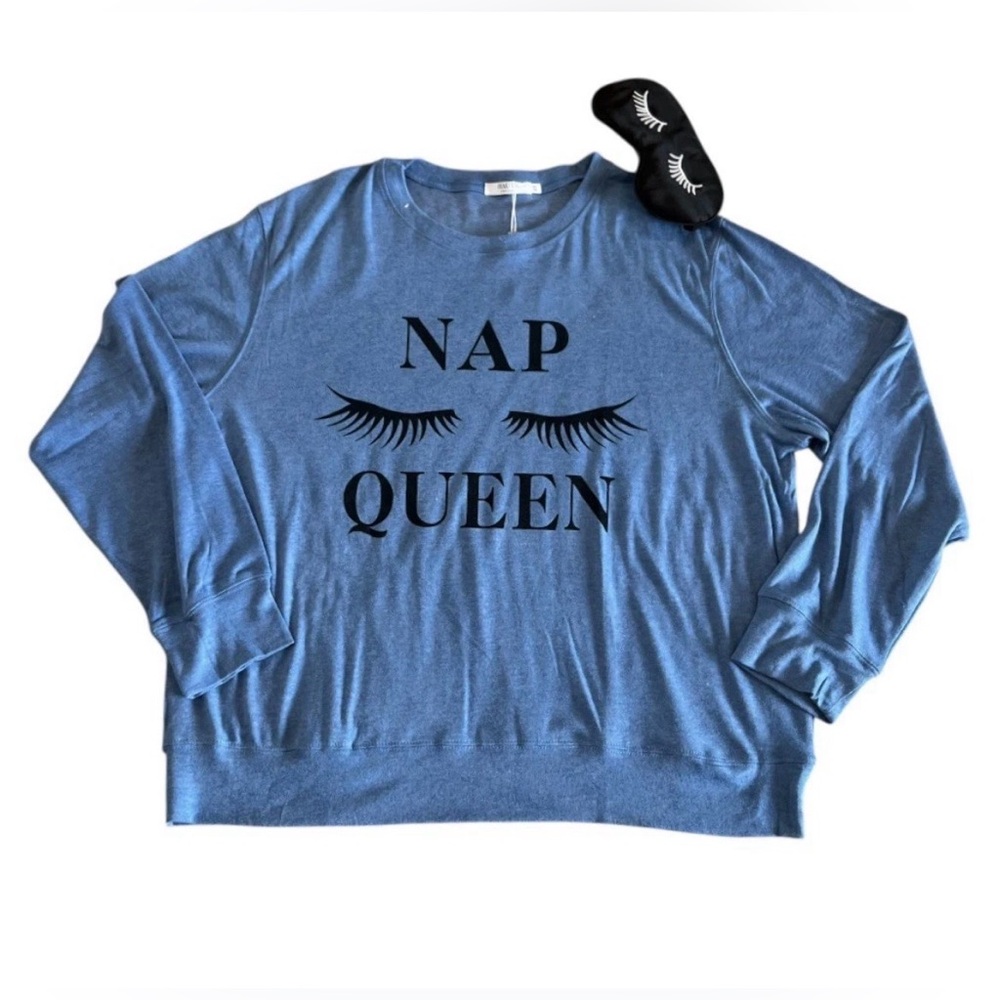 Blue 'Nap Queen' Sweatshirt with Eye Mask